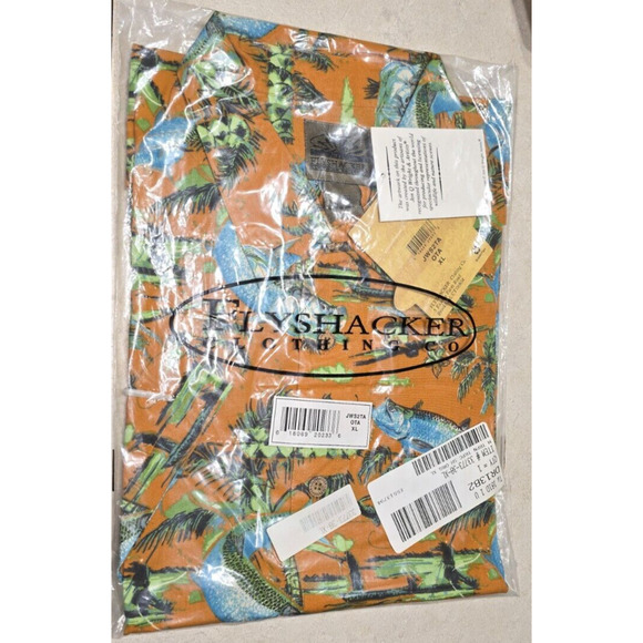 Flyshacker Clothing Men's Button Down Shirt Fish Print Orange XL - Picture 1 of 4